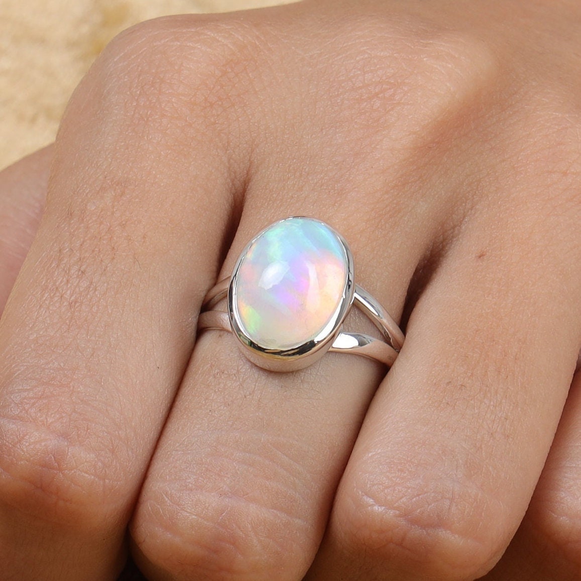 Ethiopian Opal Sterling Silver Ring