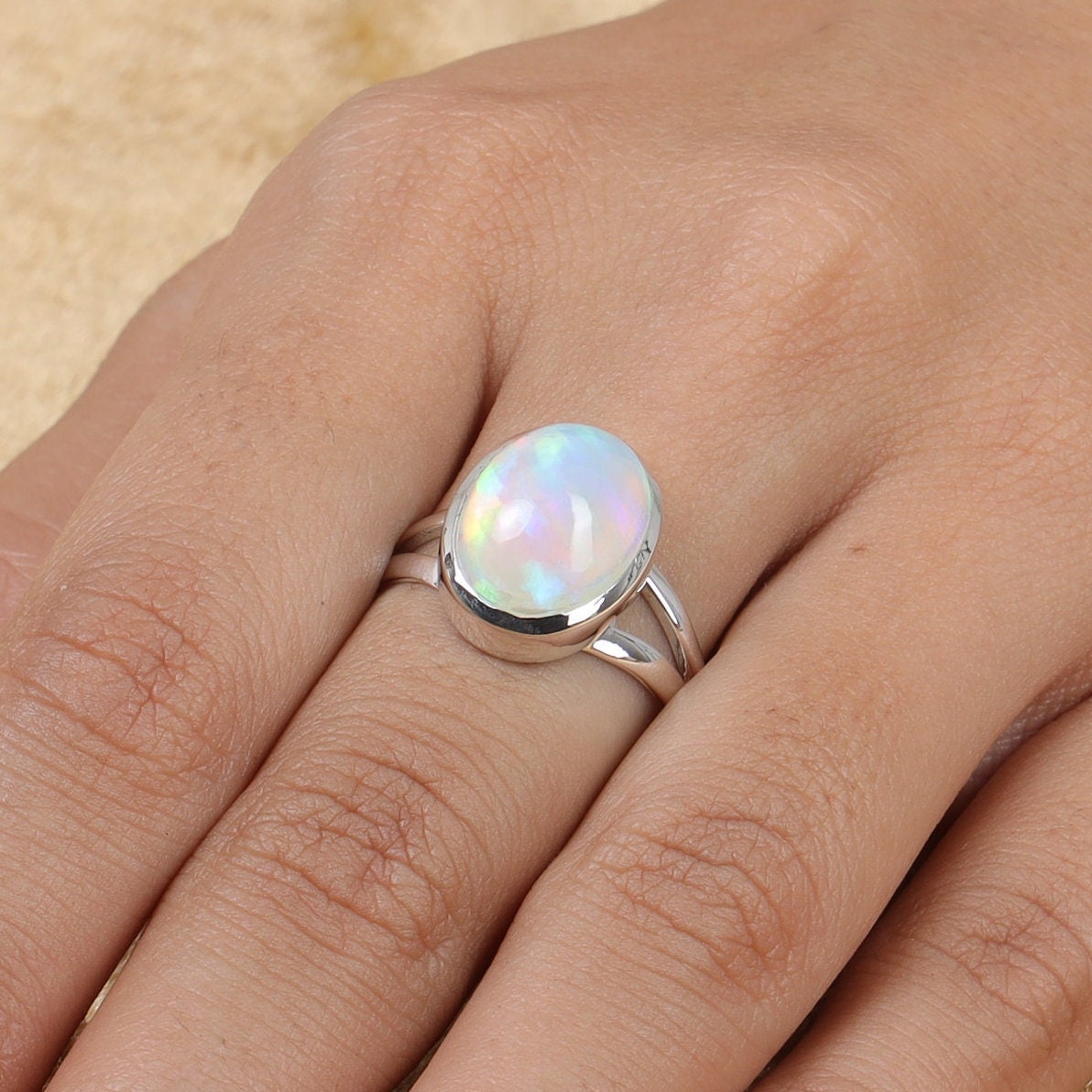 Ethiopian Opal Sterling Silver Ring