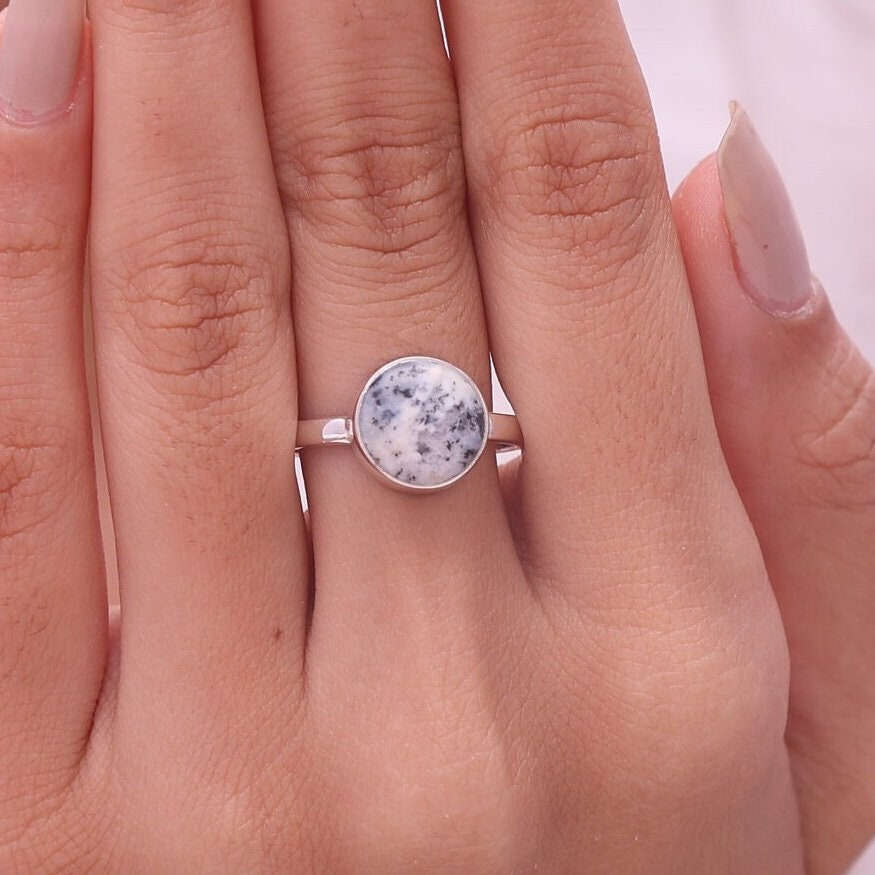 Dendrite Opal Sterling Silver Ring