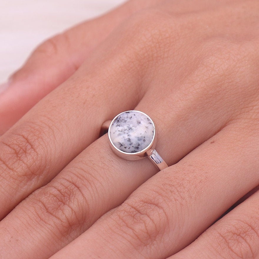 Dendrite Opal Sterling Silver Ring