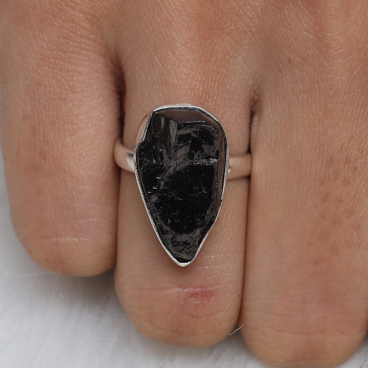 Raw Shungite Sterling Silver Ring