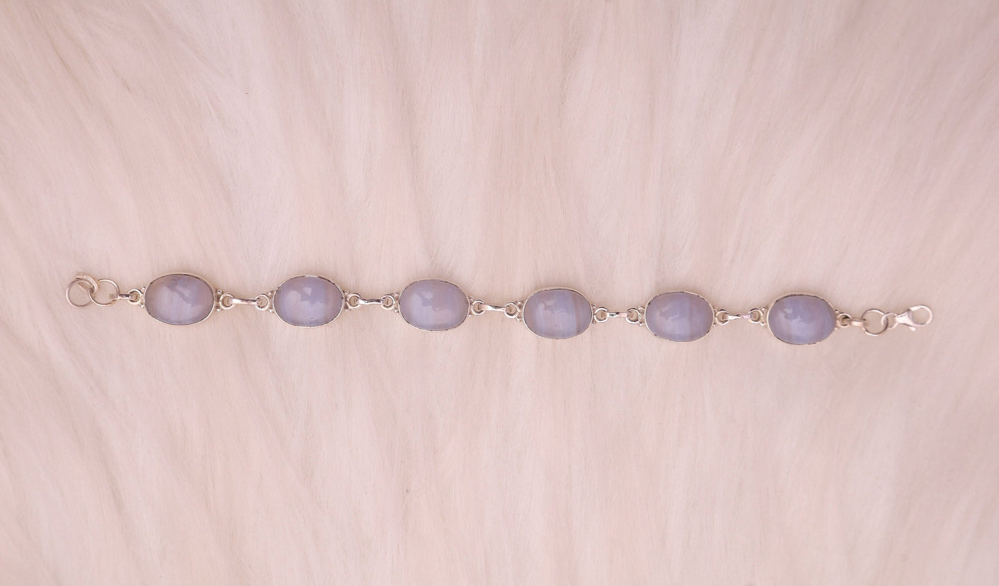 Blue Lace Agate Sterling Silver Bracelet