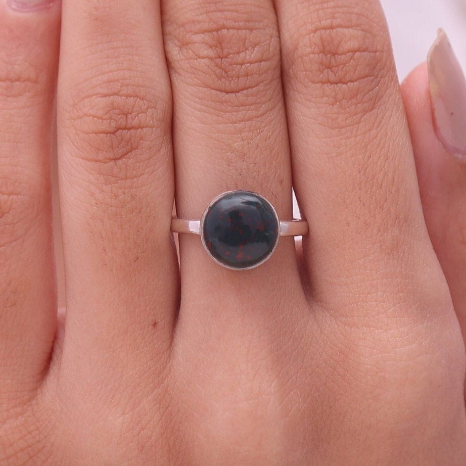 Bloodstone Sterling Silver Ring