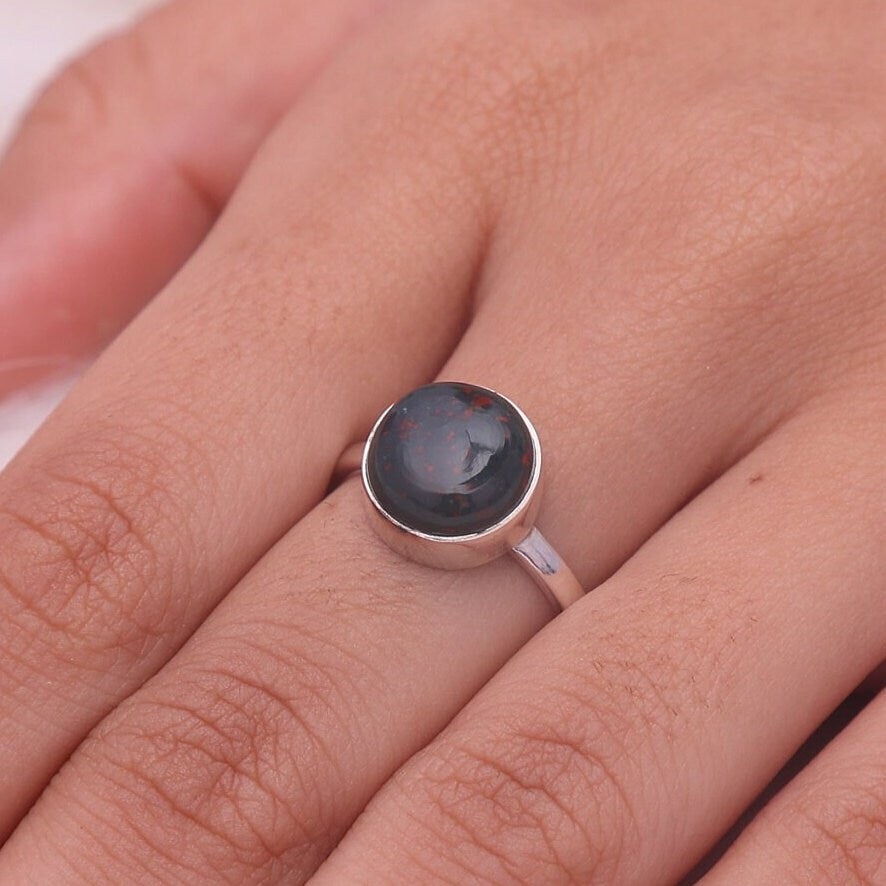 Bloodstone Sterling Silver Ring