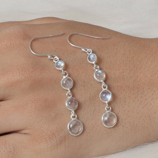 Rainbow Moonstone Sterling Silver Earrings