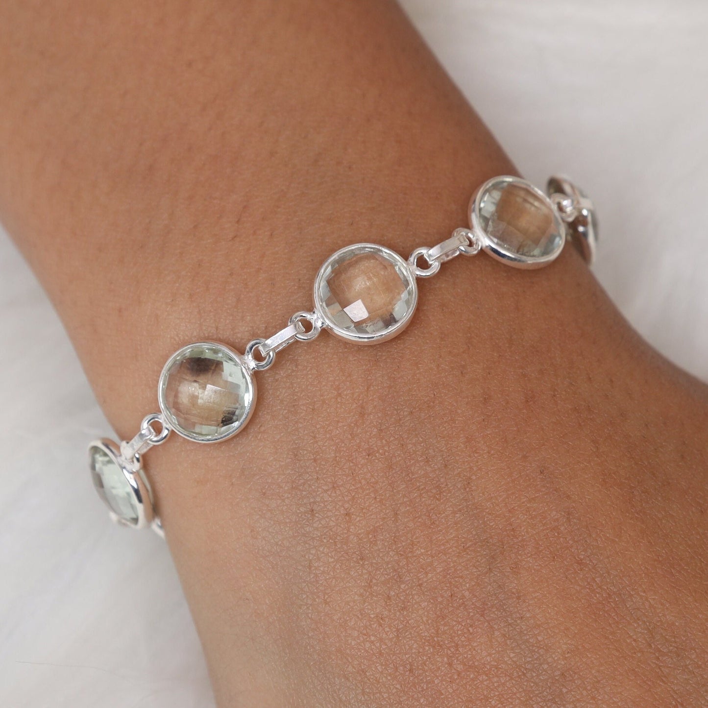 Green Amethyst Sterling Silver Bracelet