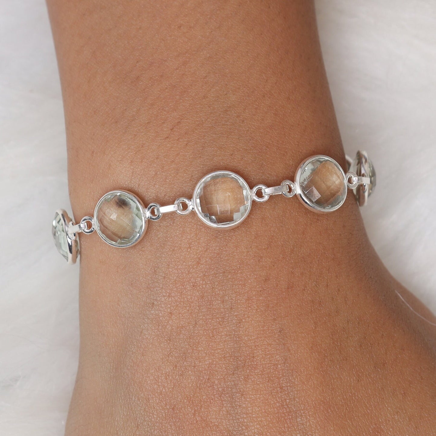 Green Amethyst Sterling Silver Bracelet