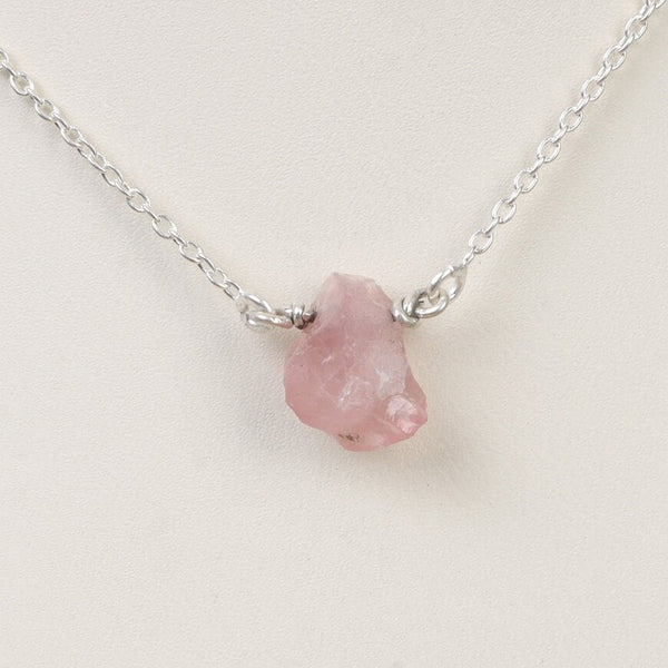 Raw Rose Quartz Pendant, 925 Sterling Silver Necklace, Boho Pendant, Pendant With Chain, January Birthstone, Handmade Jewelry, Gift For Her