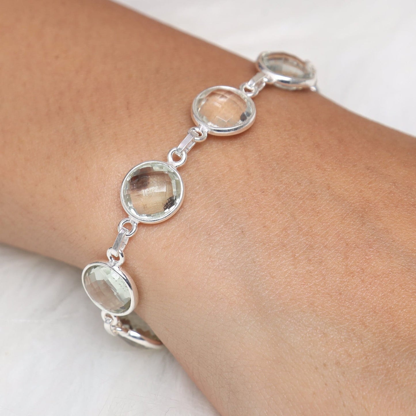 Green Amethyst Sterling Silver Bracelet