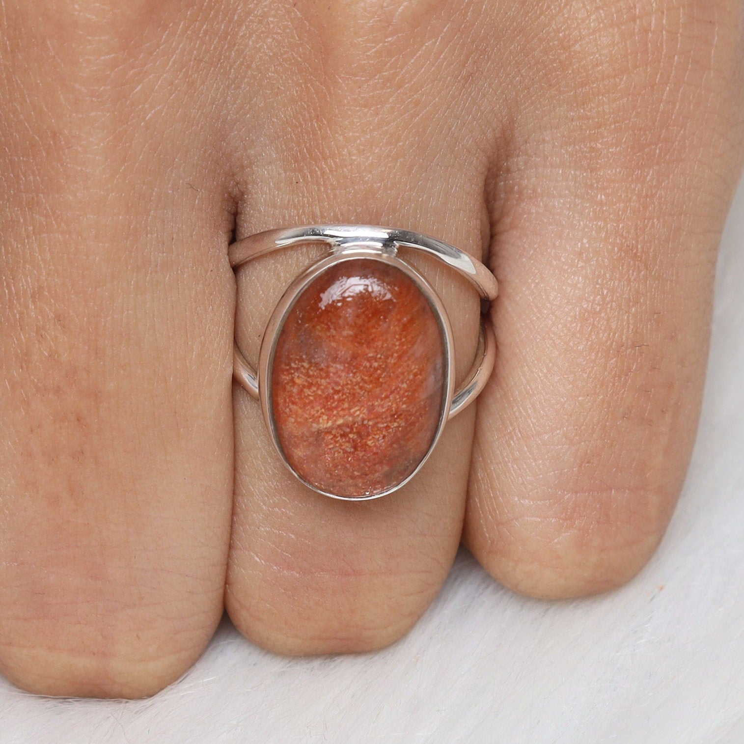 Sunstone Sterling Silver Ring