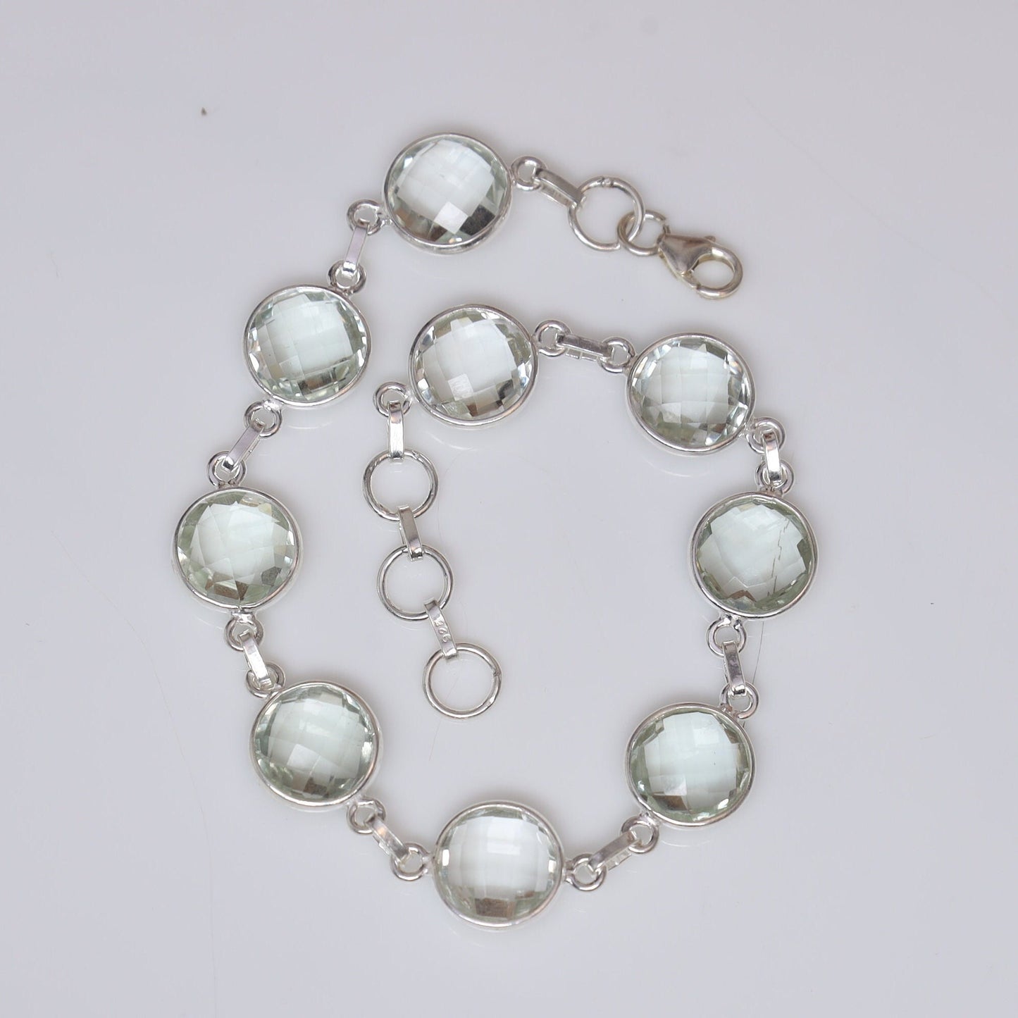 Green Amethyst Sterling Silver Bracelet