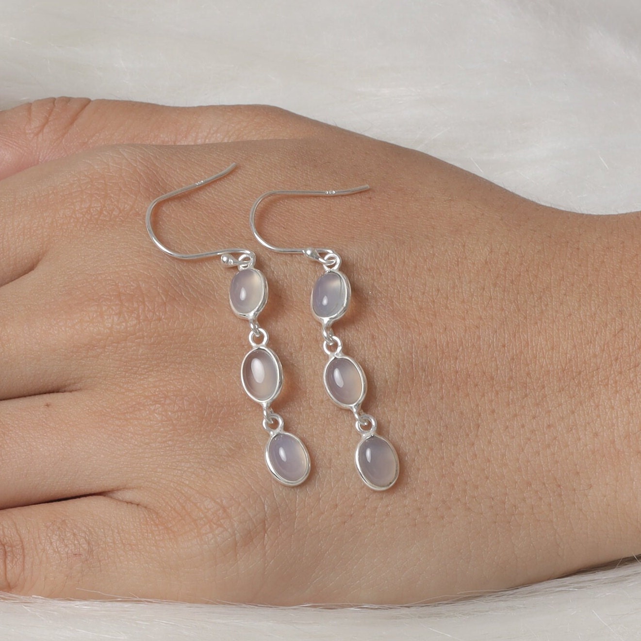 Aqua Chalcedony Sterling Silver Earrings