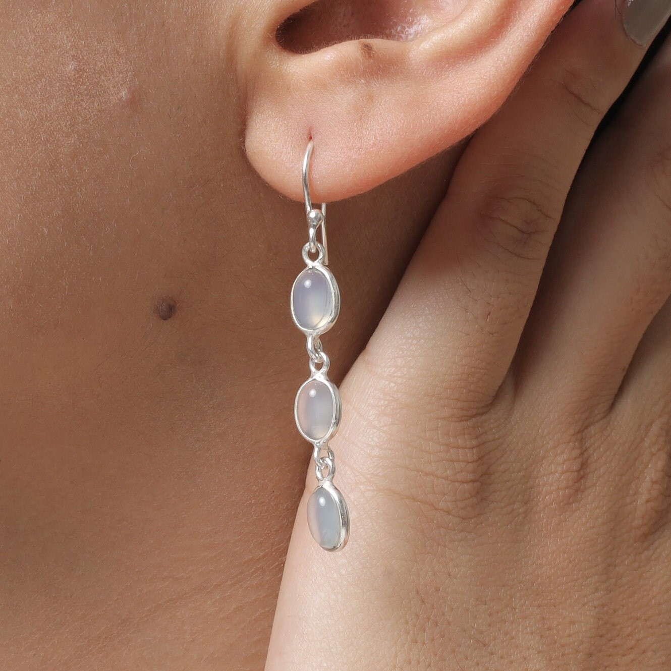 Aqua Chalcedony Sterling Silver Earrings