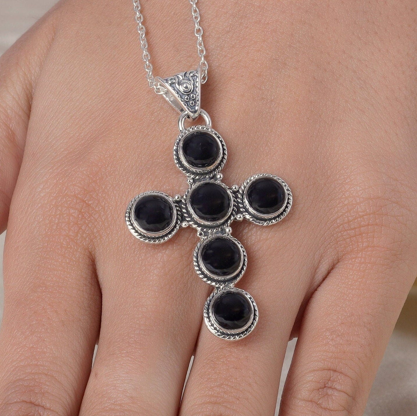 Black Onyx Sterling Silver Pendant