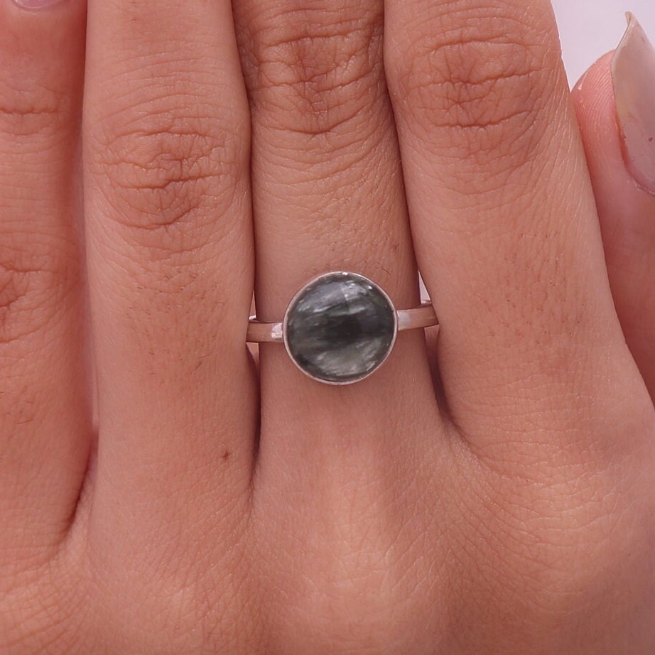 Seraphinite Sterling Silver Ring