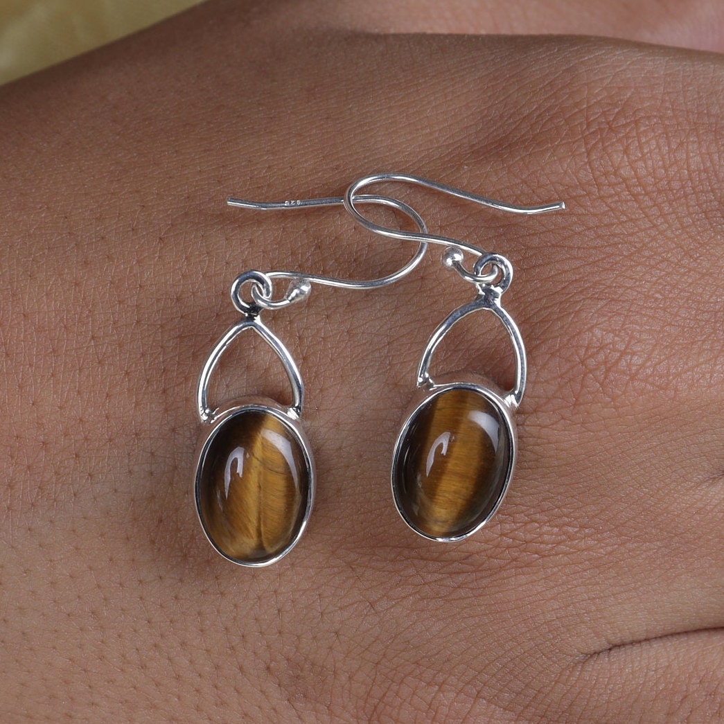 Tiger Eye Sterling Silver Earrings