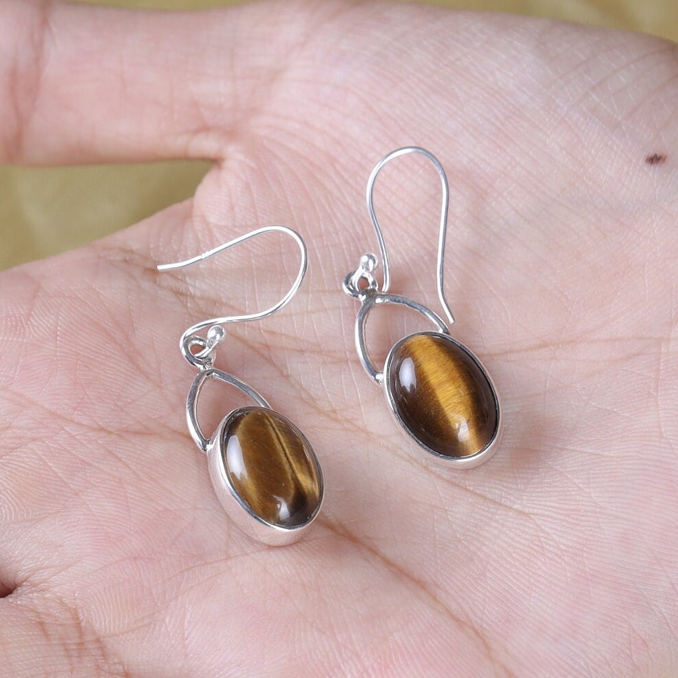 Tiger Eye Sterling Silver Earrings