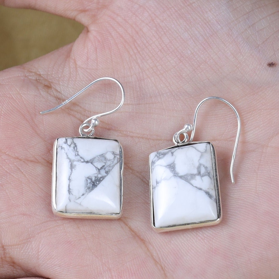 Howlite Sterling Silver Earrings