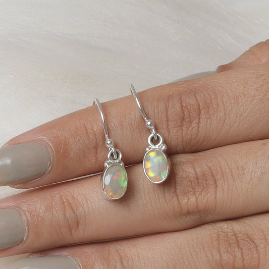 Ethiopian Opal Sterling Silver Earrings