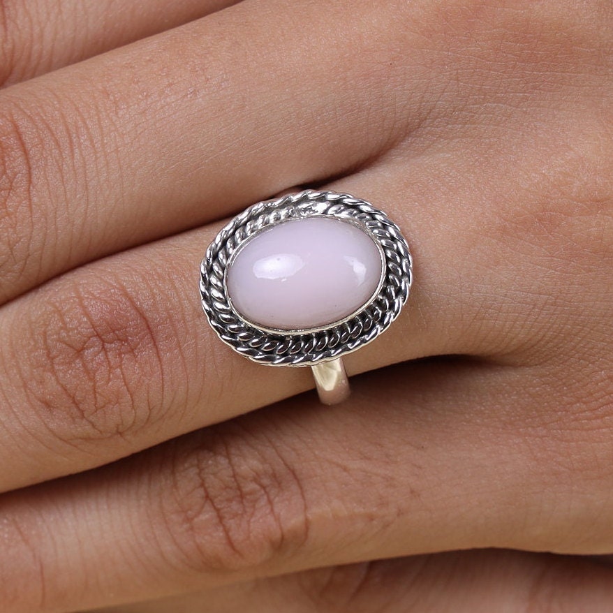 Pink Opal Sterling Silver Ring