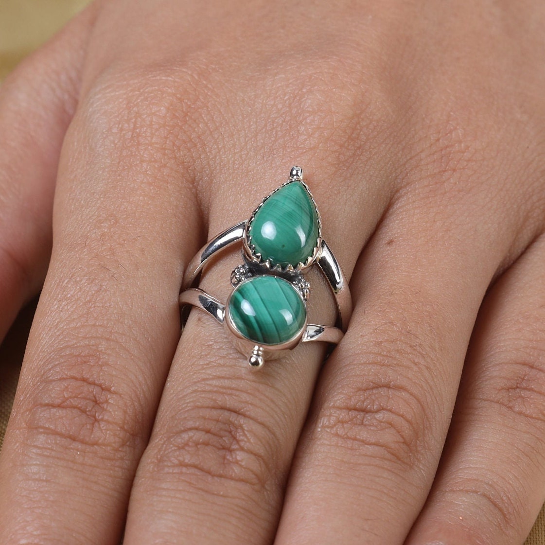 Malachite Sterling Silver Ring