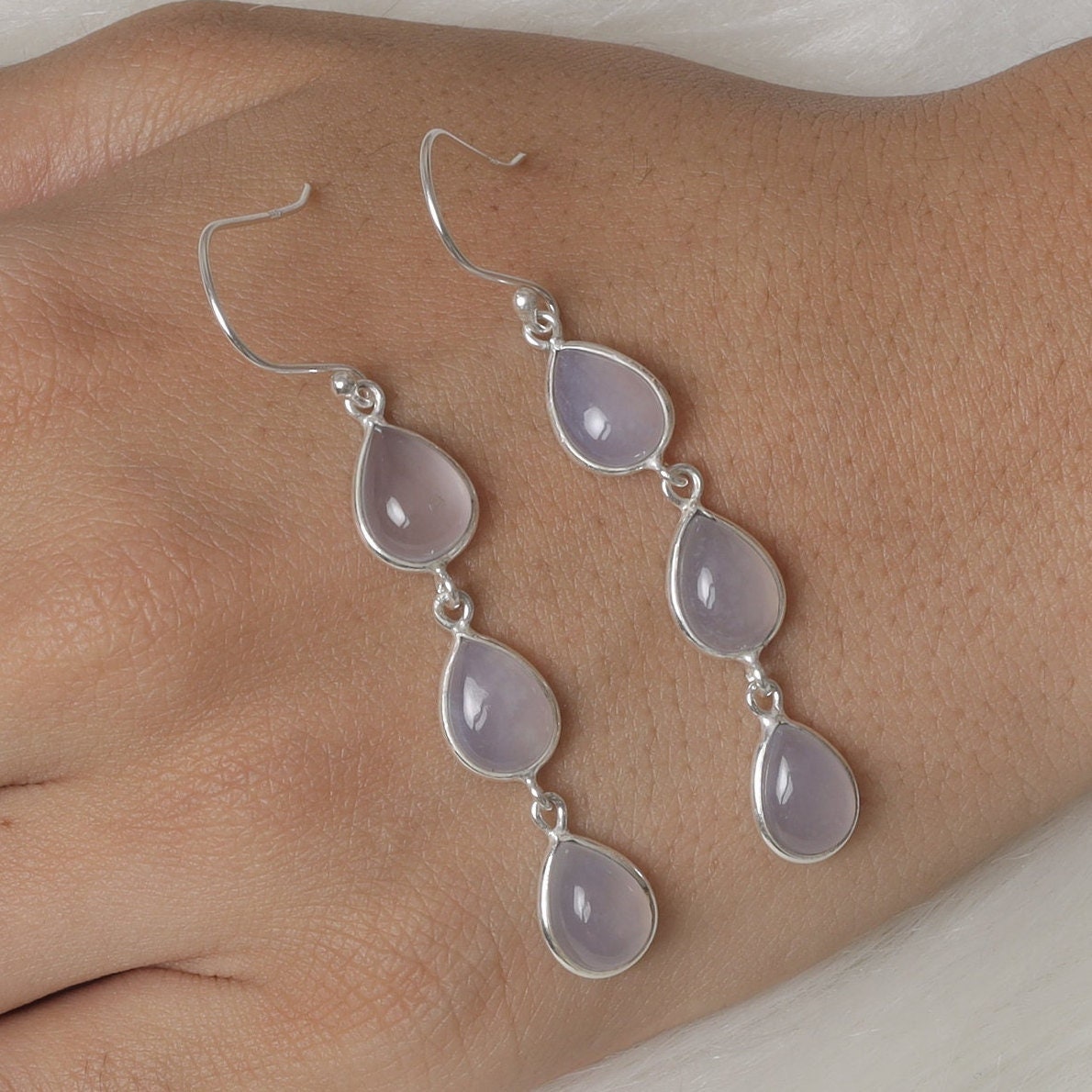 Aqua Chalcedony Sterling Silver Earrings