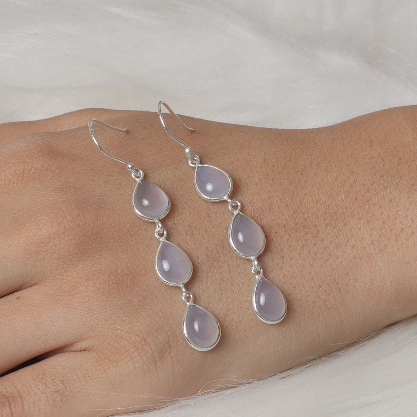 Aqua Chalcedony Sterling Silver Earrings