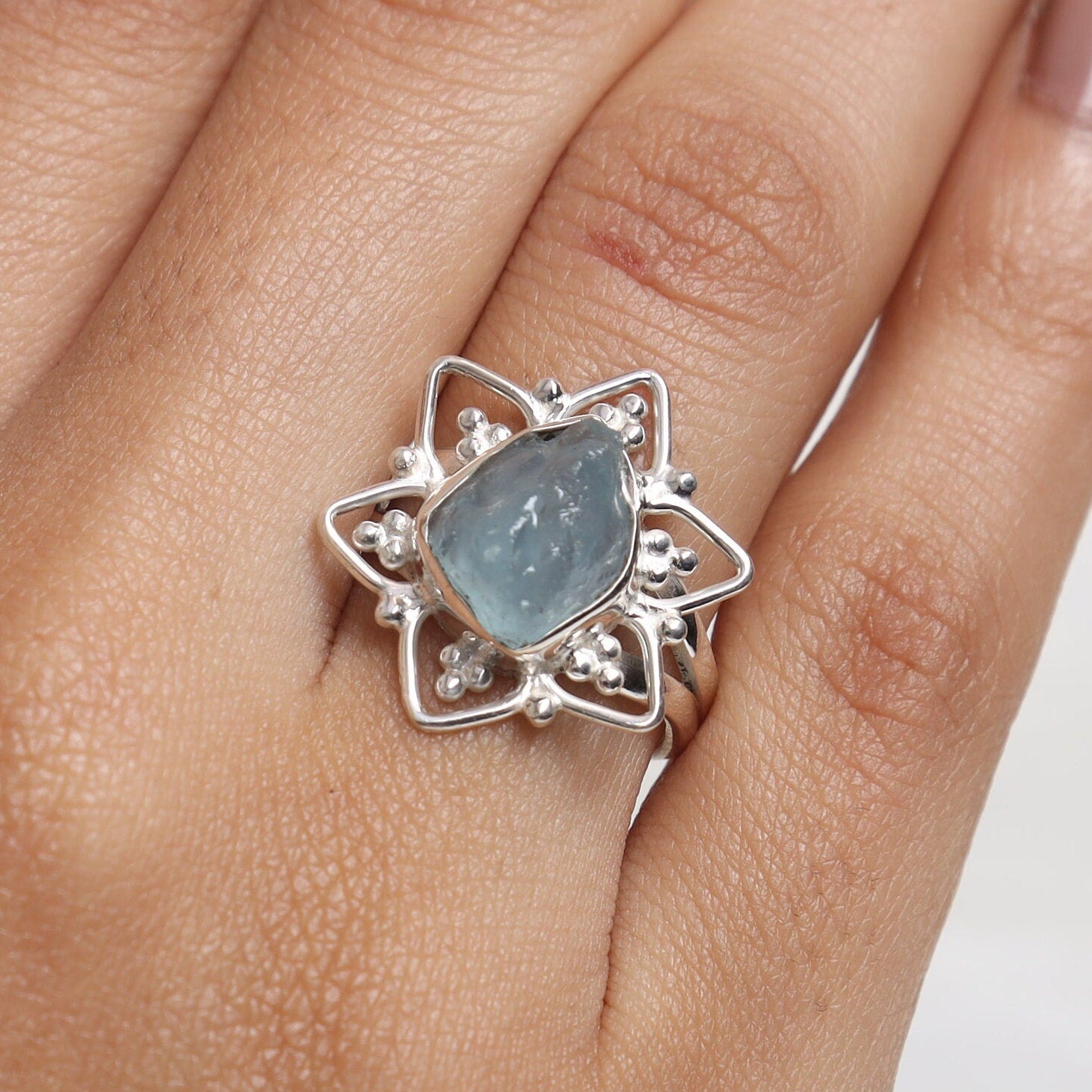 Aquamarine Sterling Silver Ring