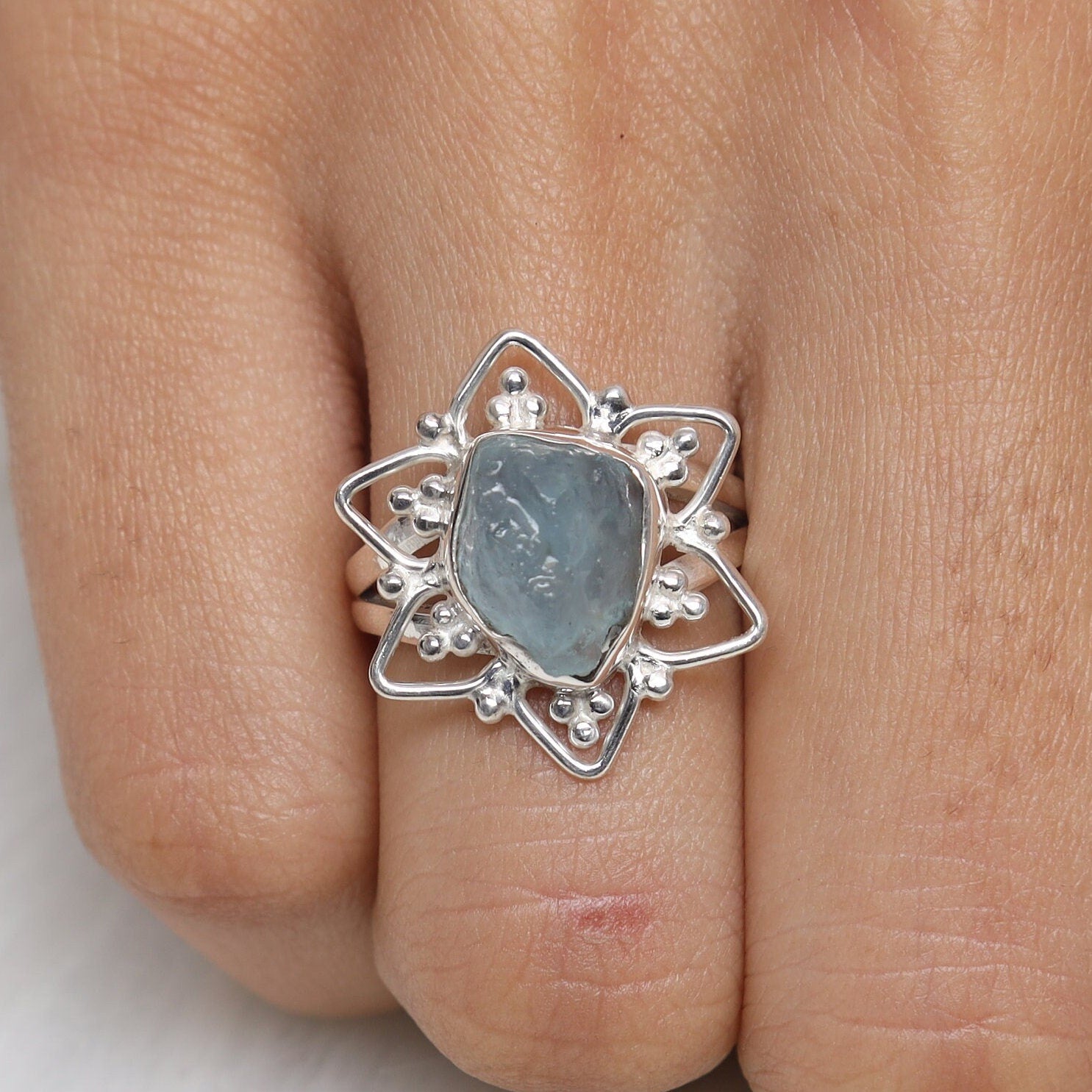 Aquamarine Sterling Silver Ring