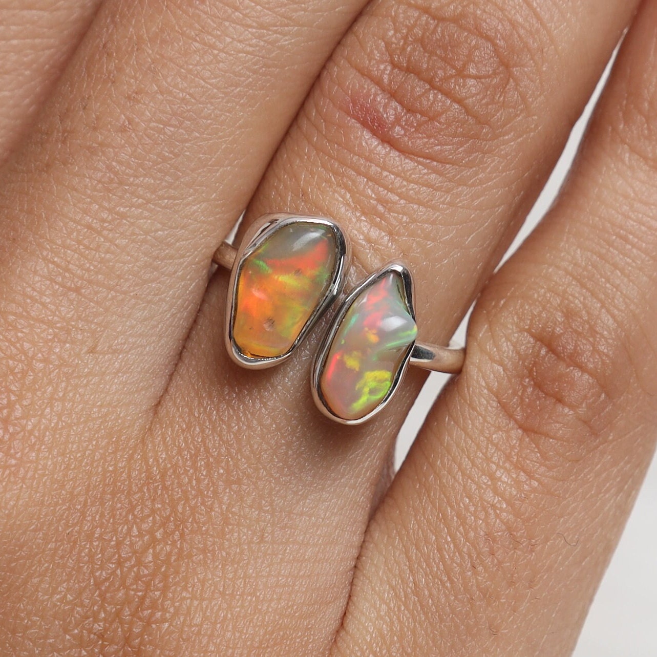 Ethiopian Opal Sterling Silver Ring