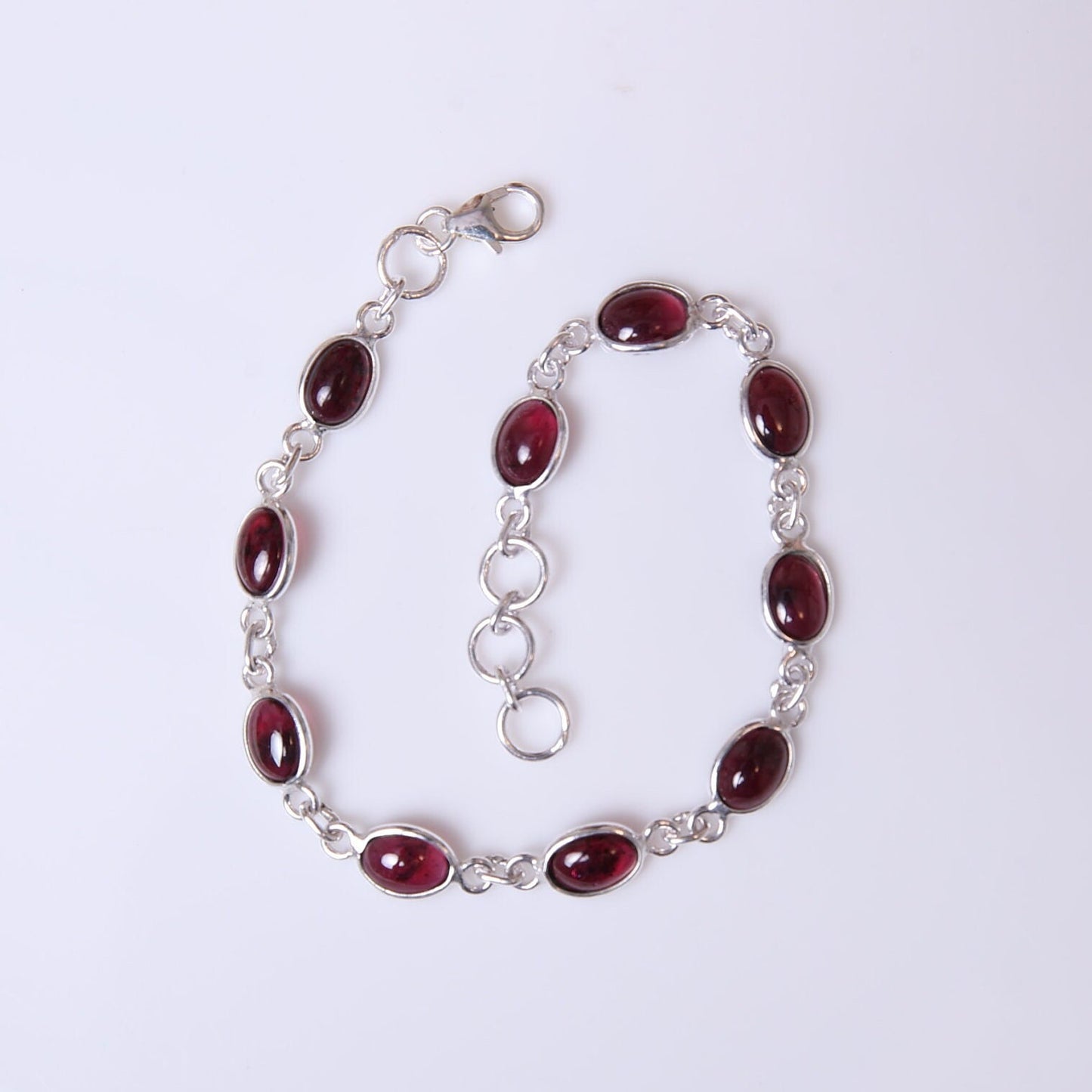 Garnet Sterling Silver Bracelet