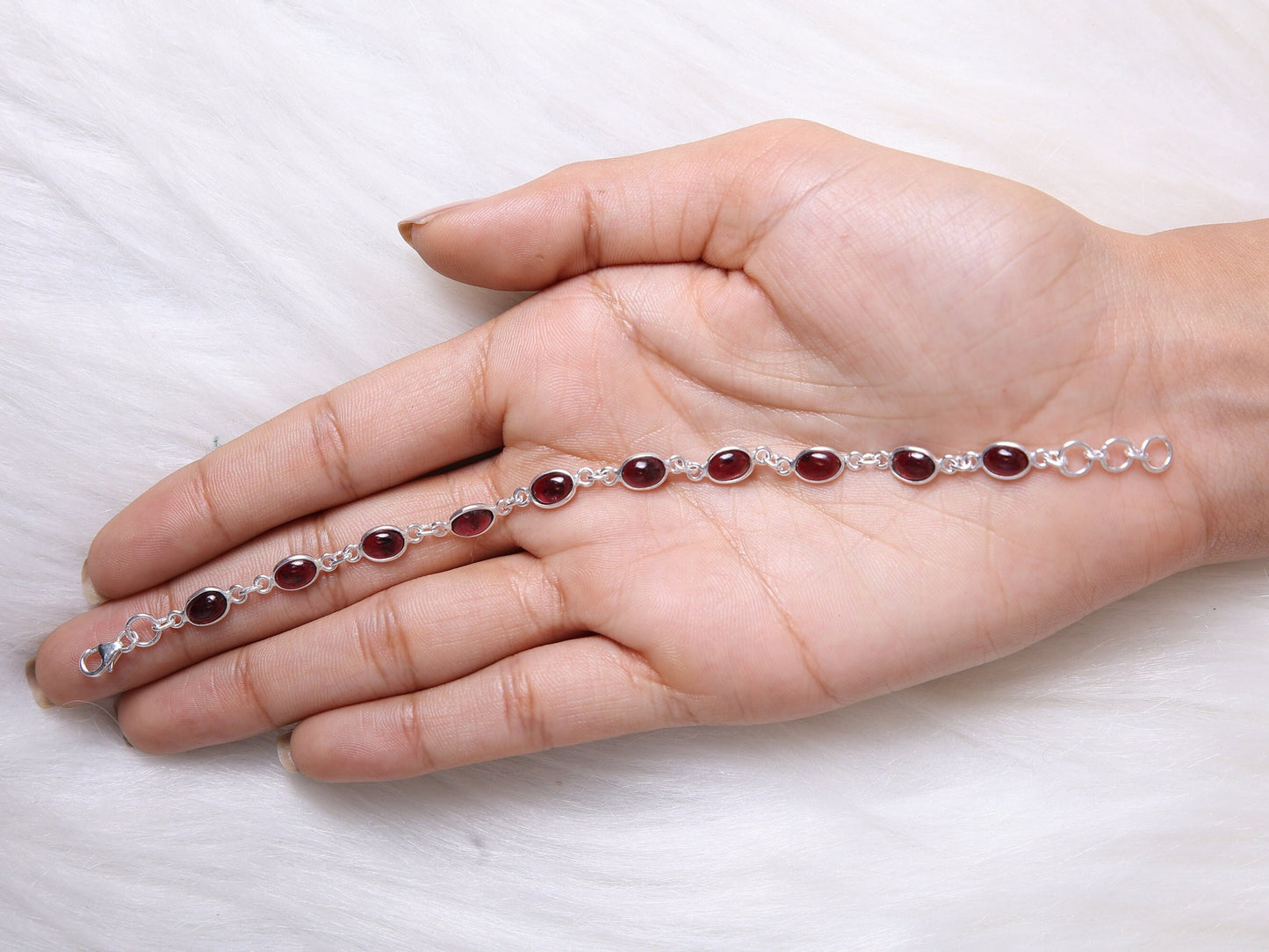 Garnet Sterling Silver Bracelet