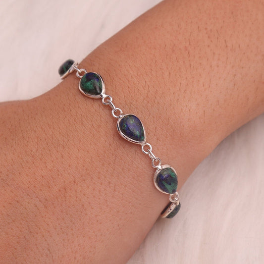 Azurite Malachite Sterling Silver Bracelet