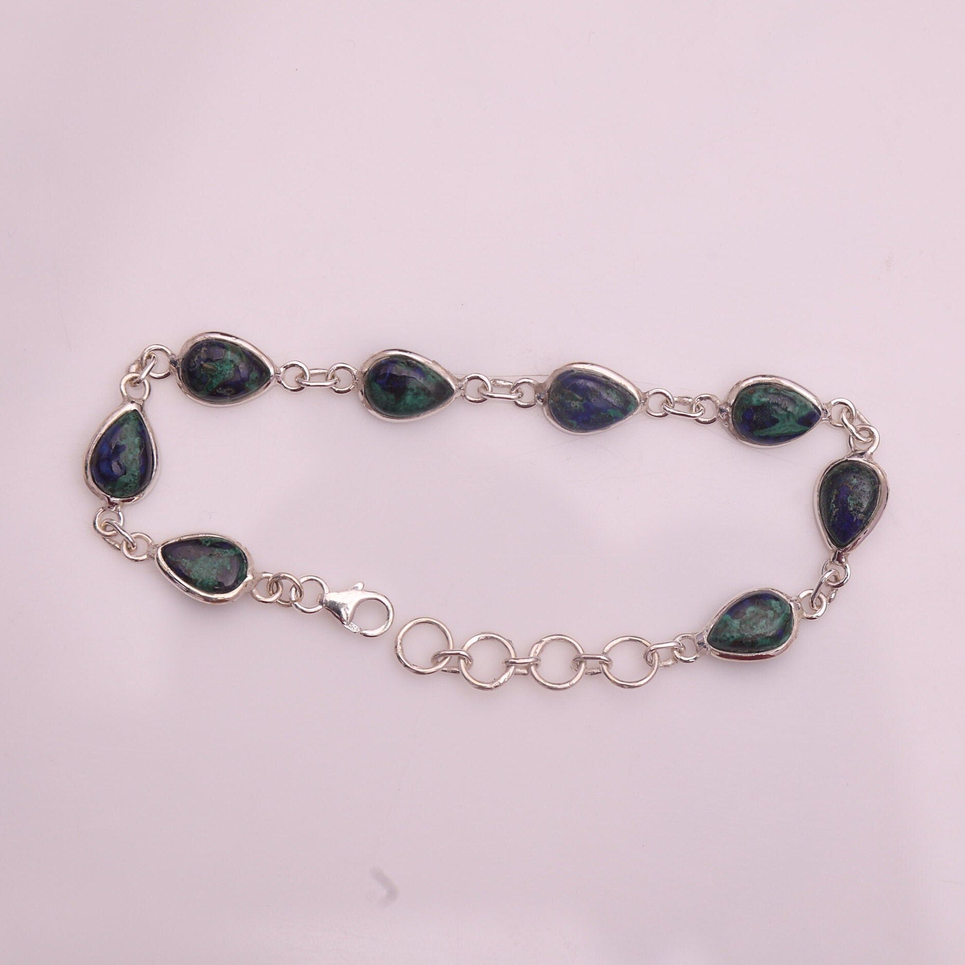 Azurite Malachite Sterling Silver Bracelet