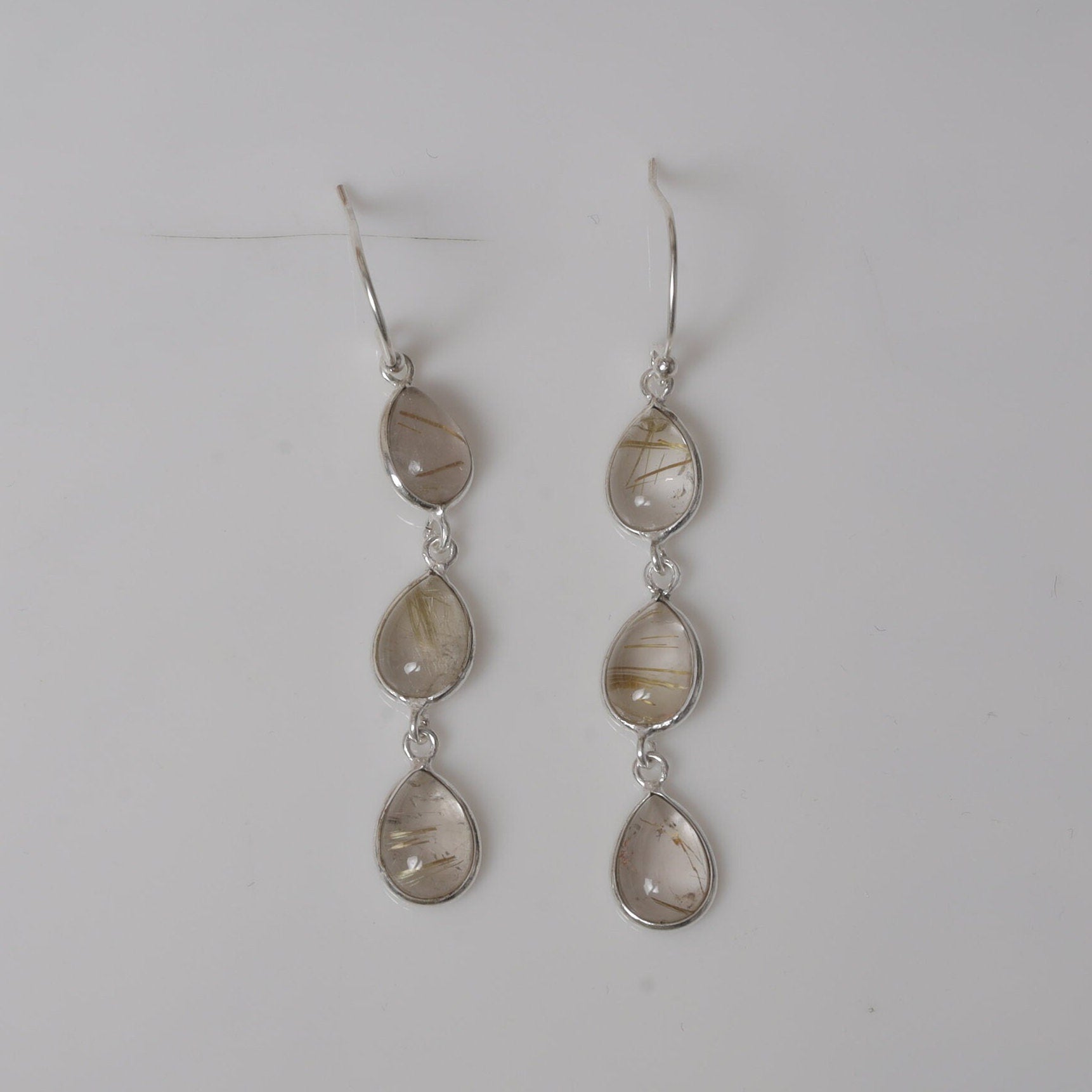 Golden Rutile Quartz Sterling Silver Earrings