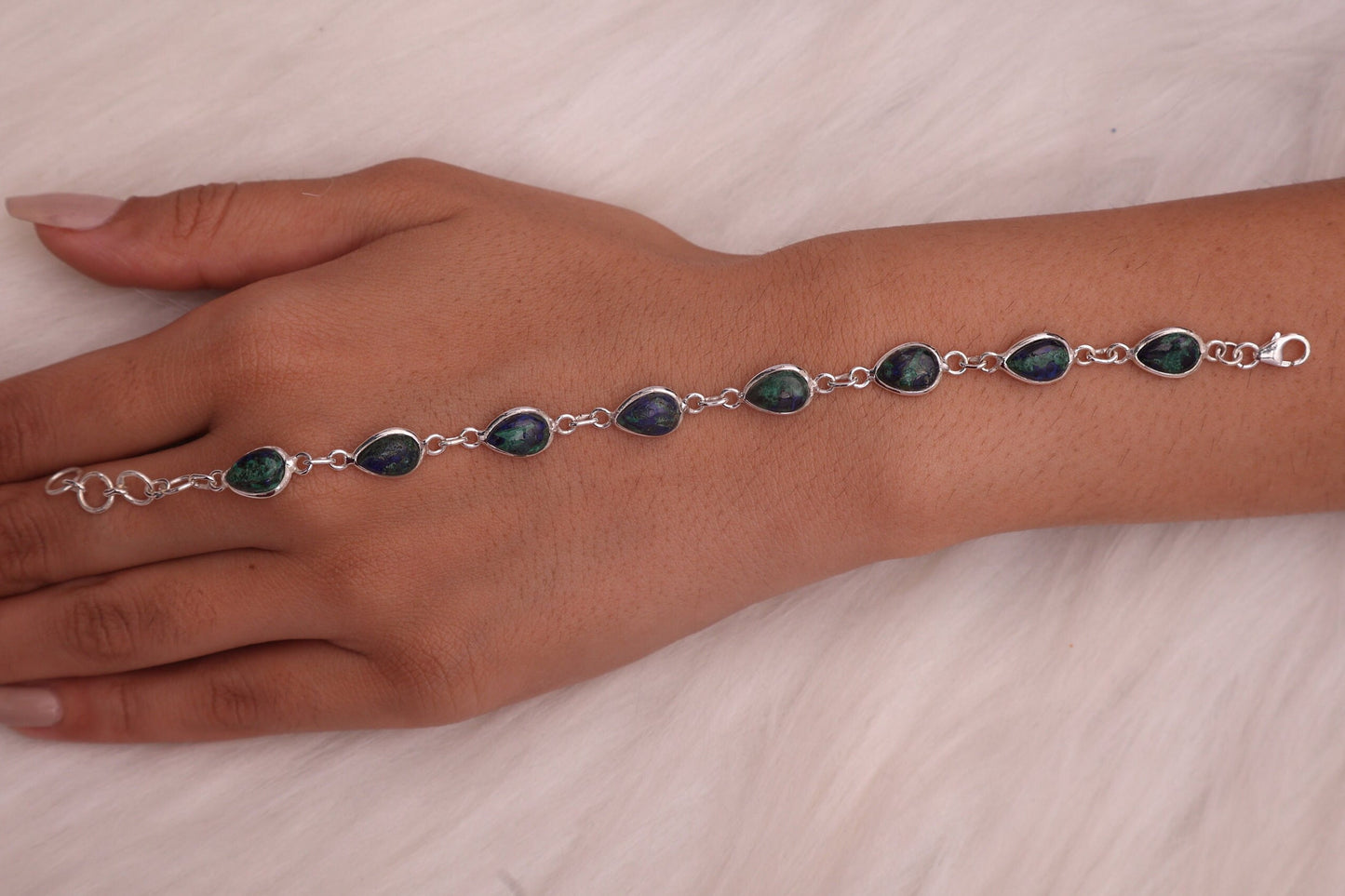 Azurite Malachite Sterling Silver Bracelet