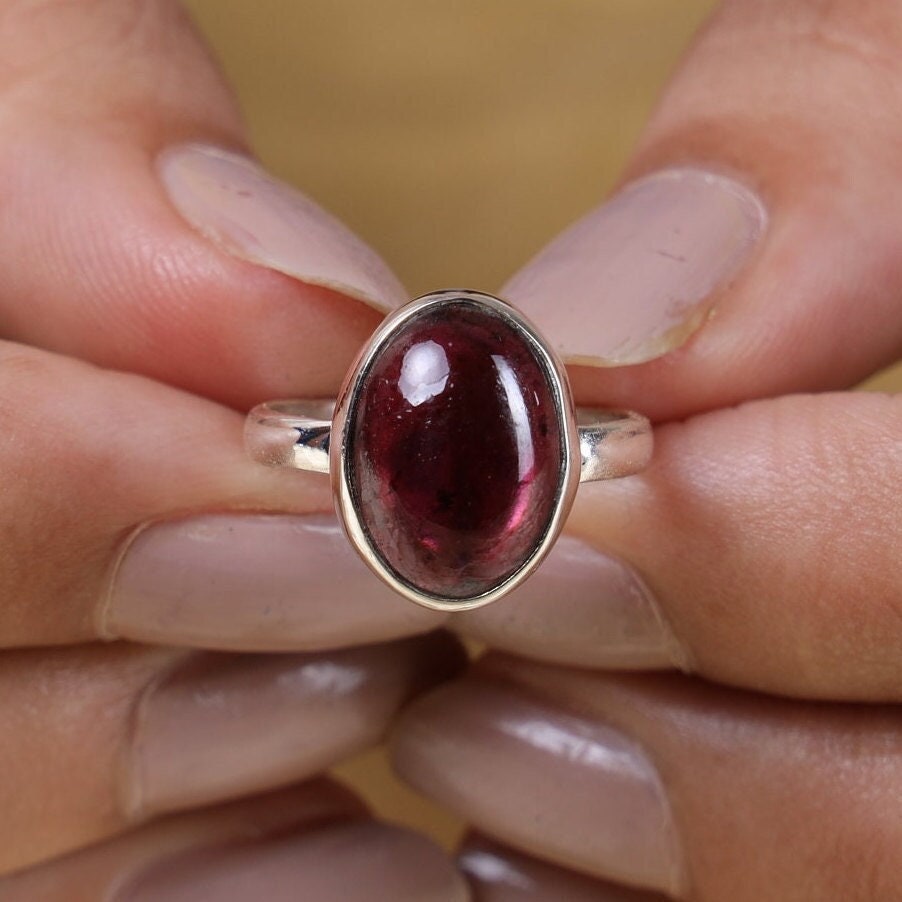 Garnet Sterling Silver Ring