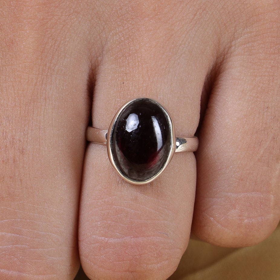 Garnet Sterling Silver Ring