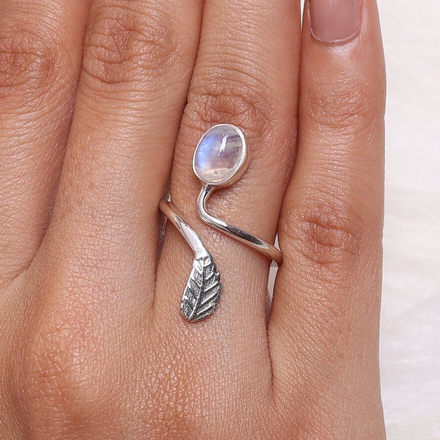 Rainbow Moonstone Sterling Silver Ring