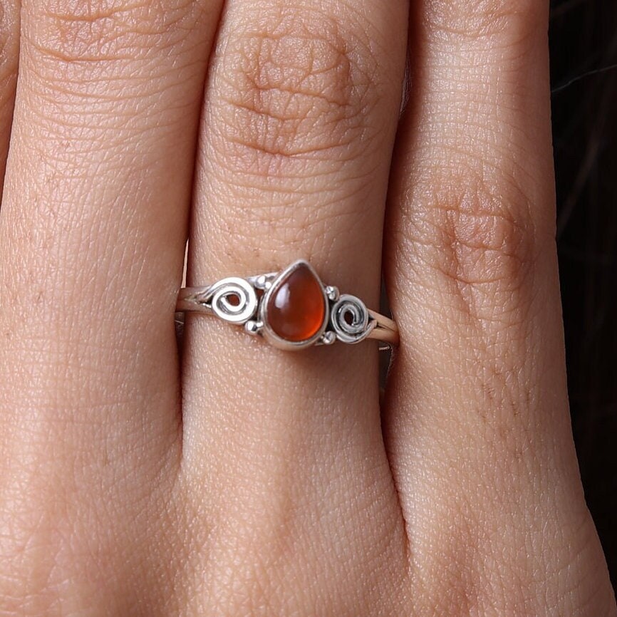 Carnelian Sterling Silver Ring