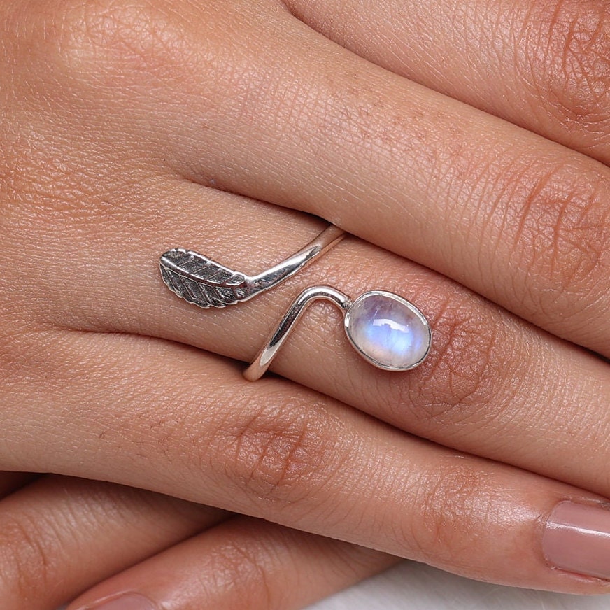 Rainbow Moonstone Sterling Silver Ring