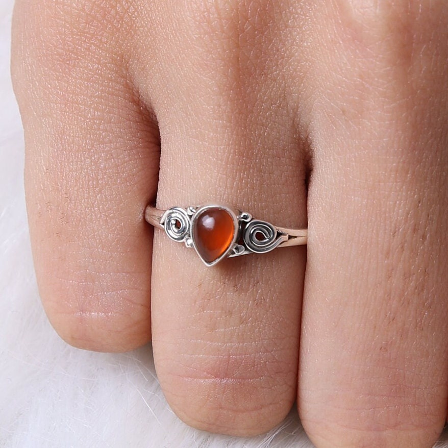 Carnelian Sterling Silver Ring