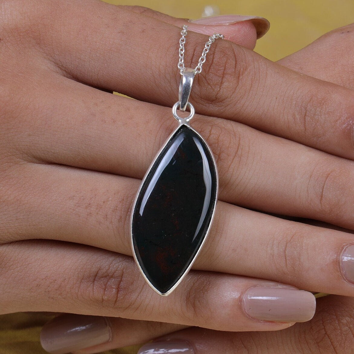 Bloodstone Sterling Silver Pendant