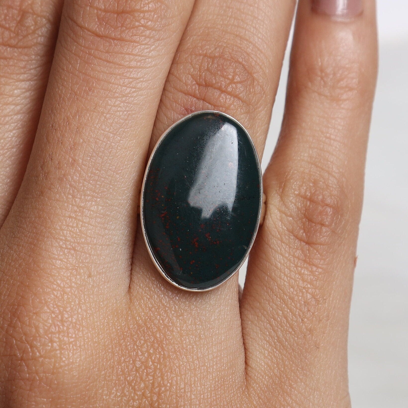 Bloodstone 925 Sterling Silver Ring