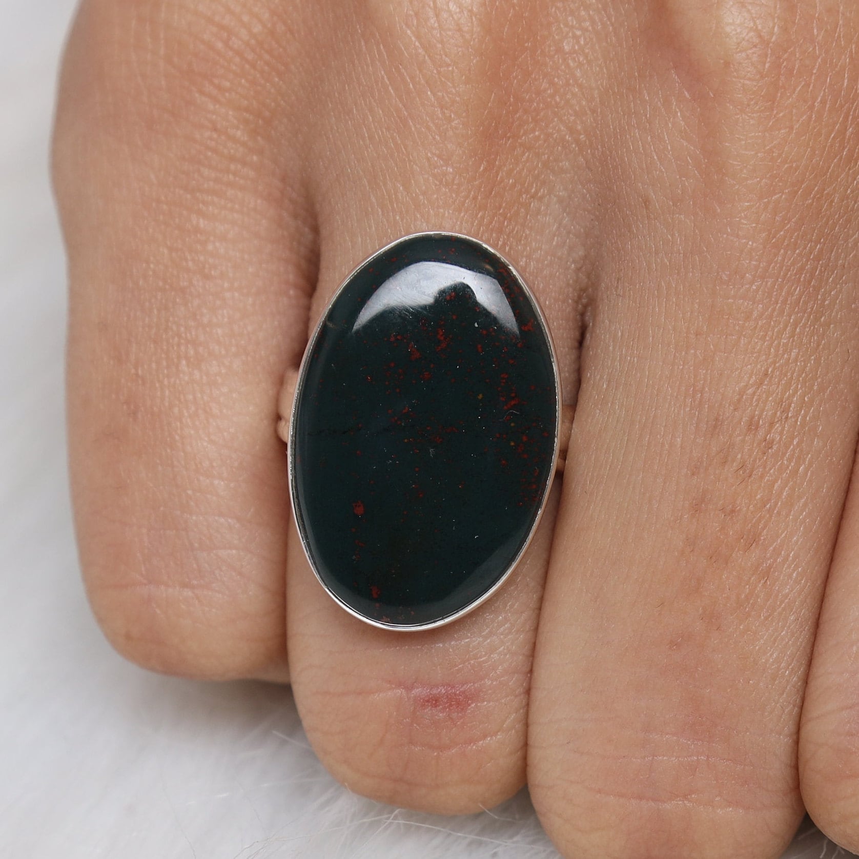 Bloodstone 925 Sterling Silver Ring