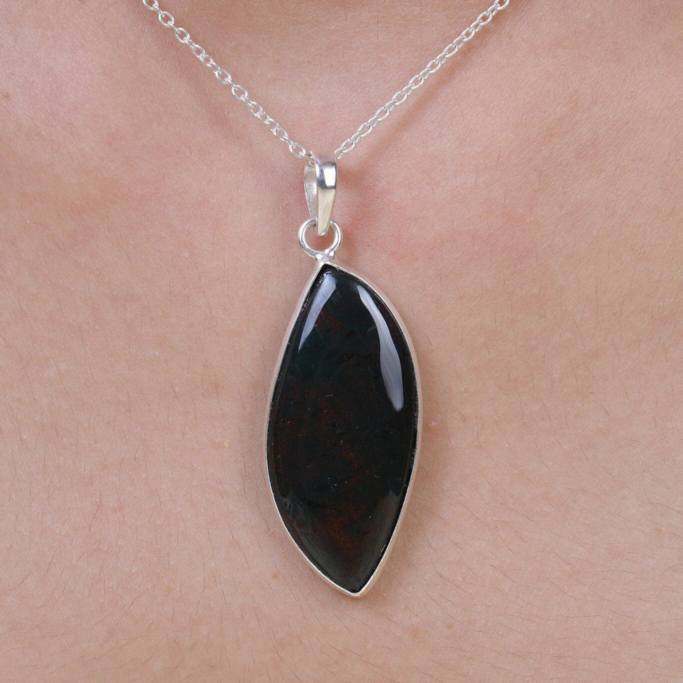 Bloodstone Sterling Silver Pendant