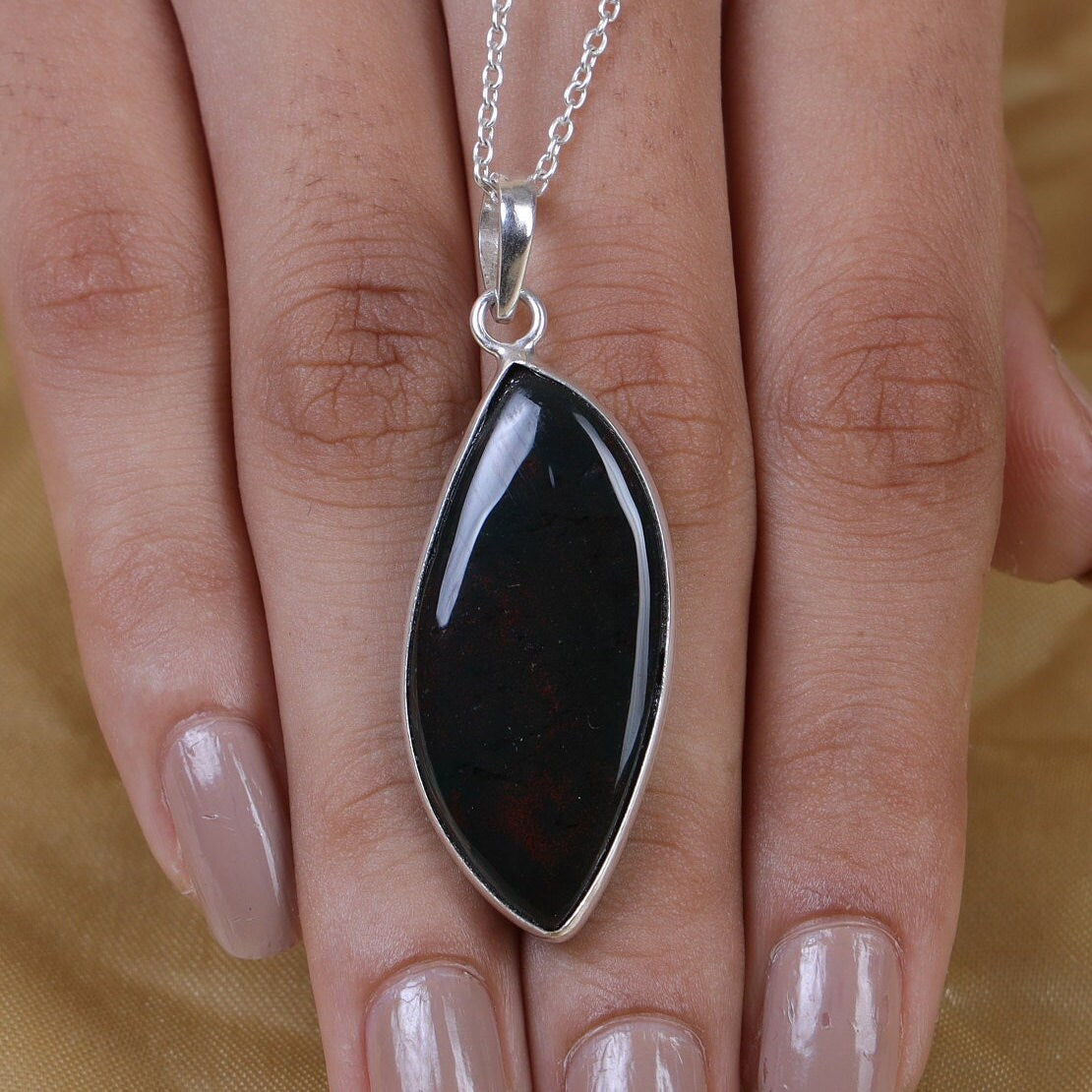 Bloodstone Sterling Silver Pendant