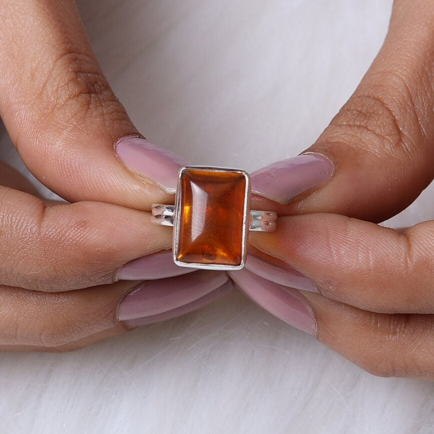 Amber 925 Sterling Silver Ring