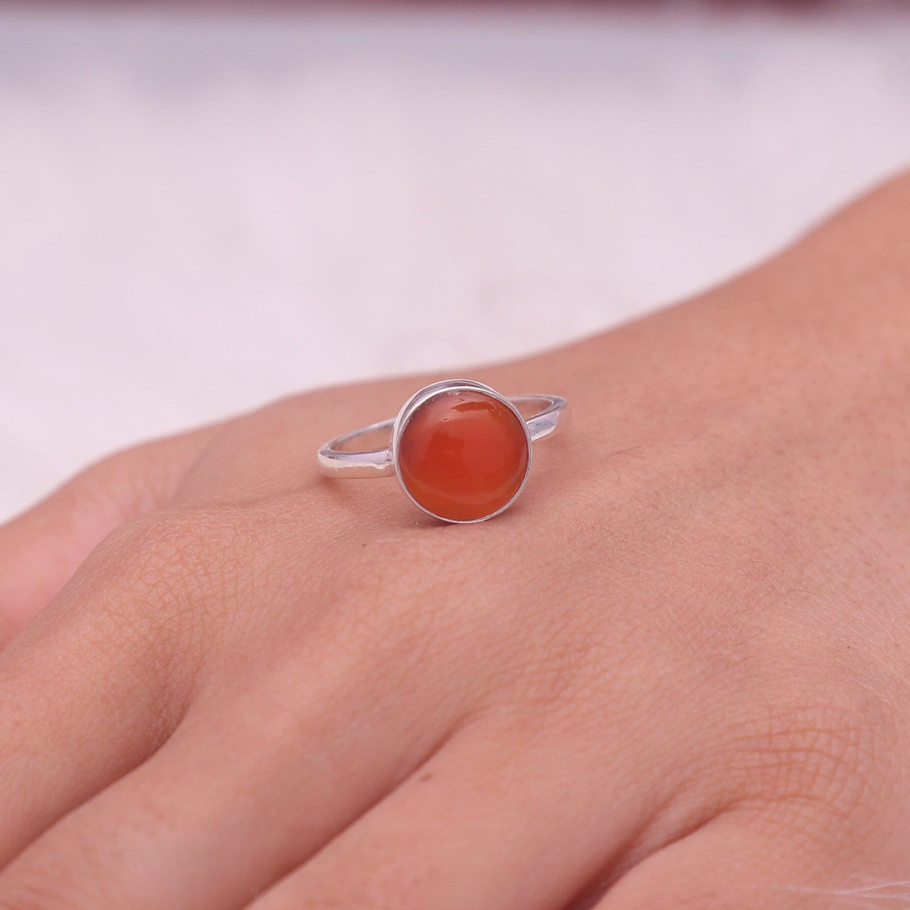 Carnelian Ring 925 Sterling Silver Ring