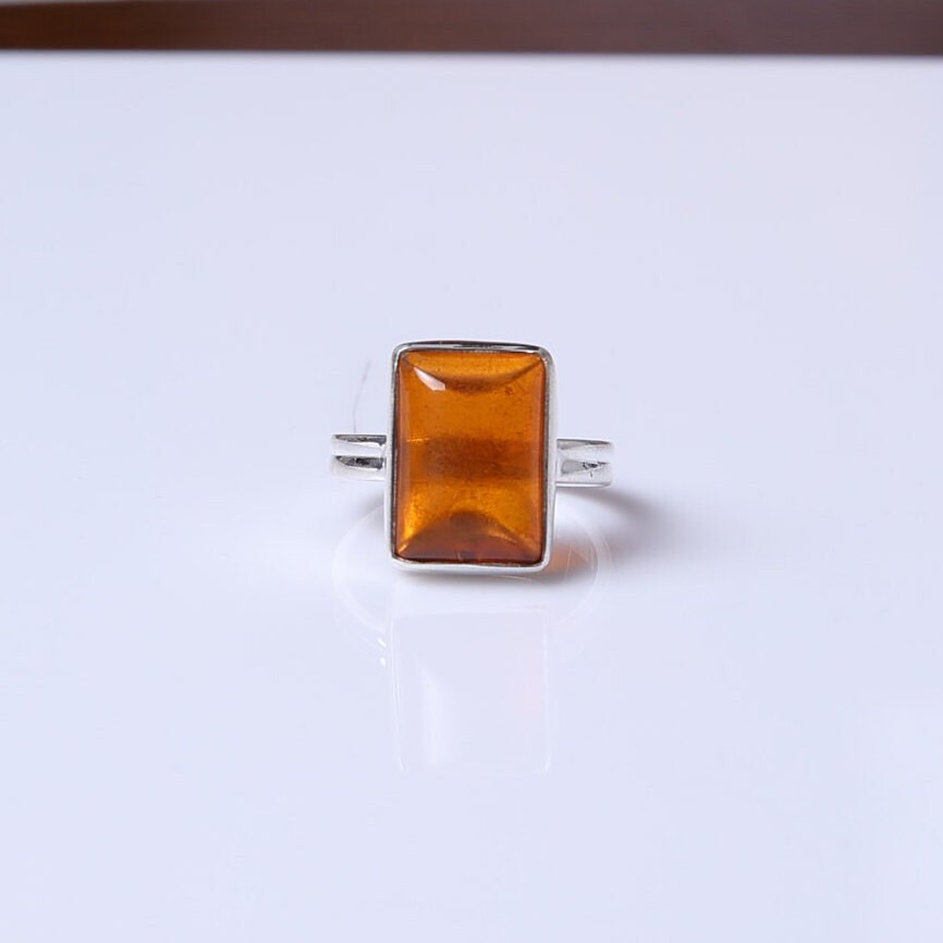 Amber 925 Sterling Silver Ring